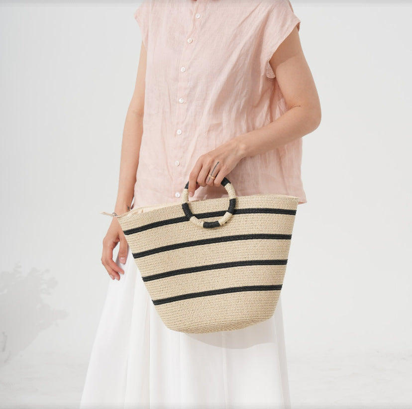 Elegante Strohtasche mit Rundgriff Skanto