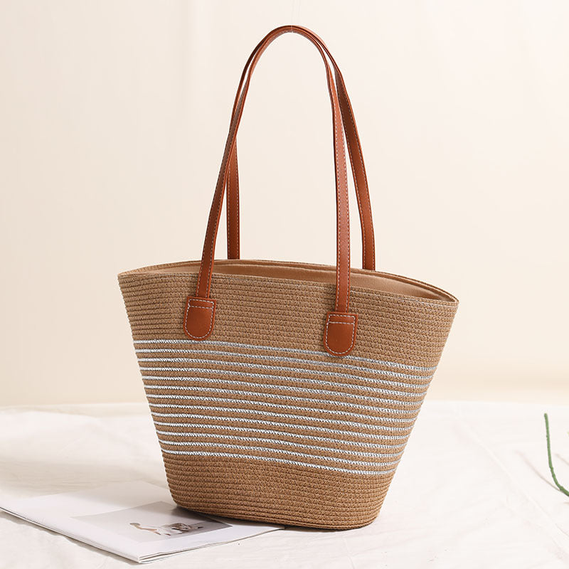 Elegante gewebte Tasche mit Lederakzenten Skanto