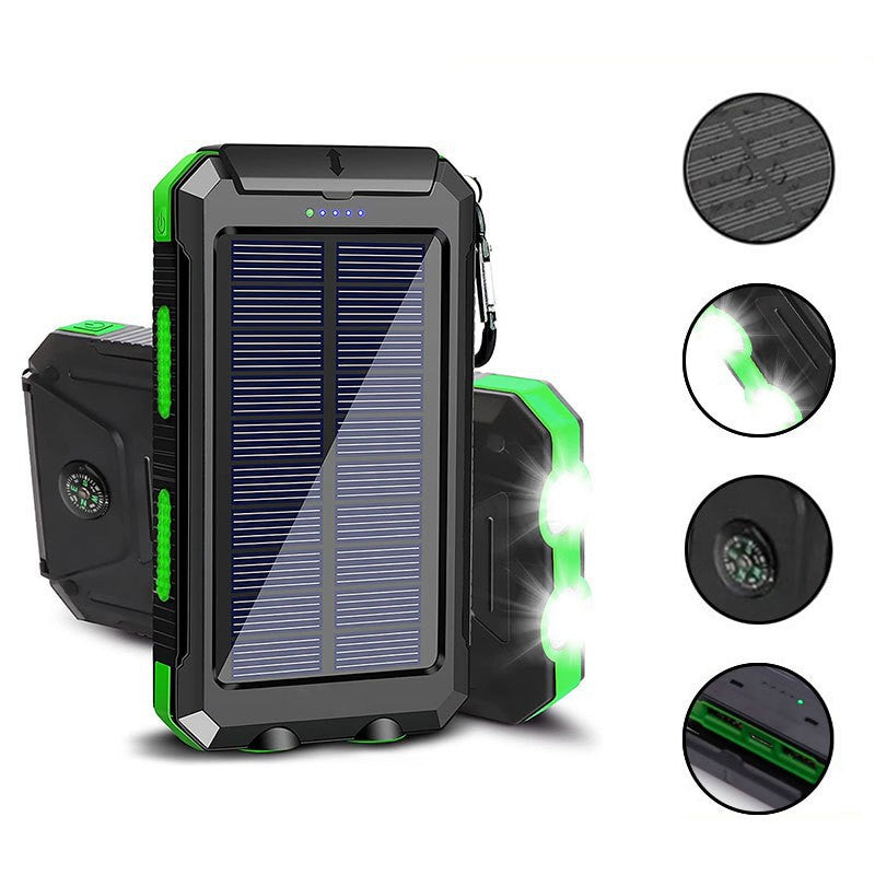 Solar Powerbank mit integriertem LED-Licht und Kompass Skanto