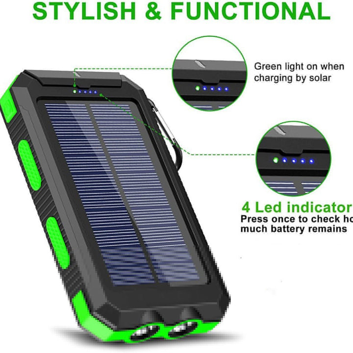 Solar Powerbank mit integriertem LED-Licht und Kompass Skanto