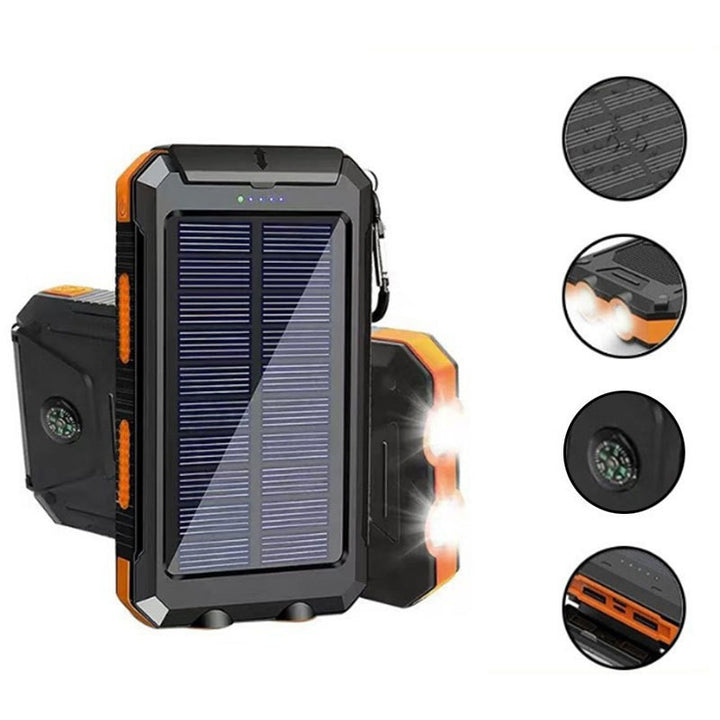 Solar Powerbank mit integriertem LED-Licht und Kompass Skanto