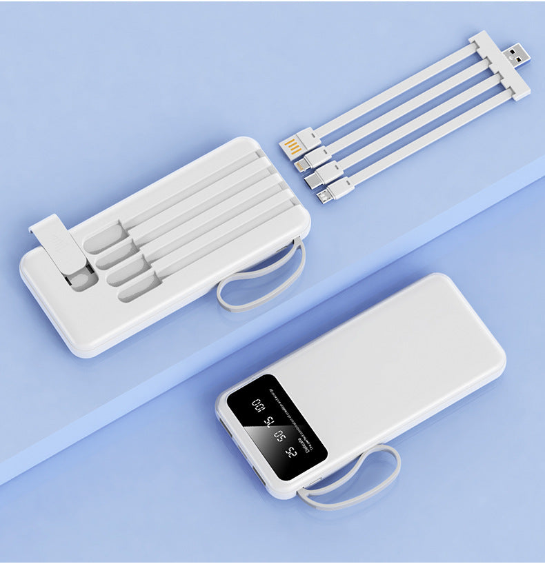 Multifunktionale Powerbank mit integrierten Ladekabeln Skanto