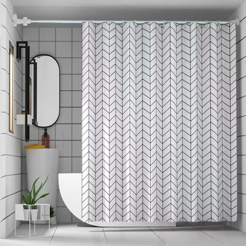 Stoff-Duschvorhang mit Chevron-Muster Skanto