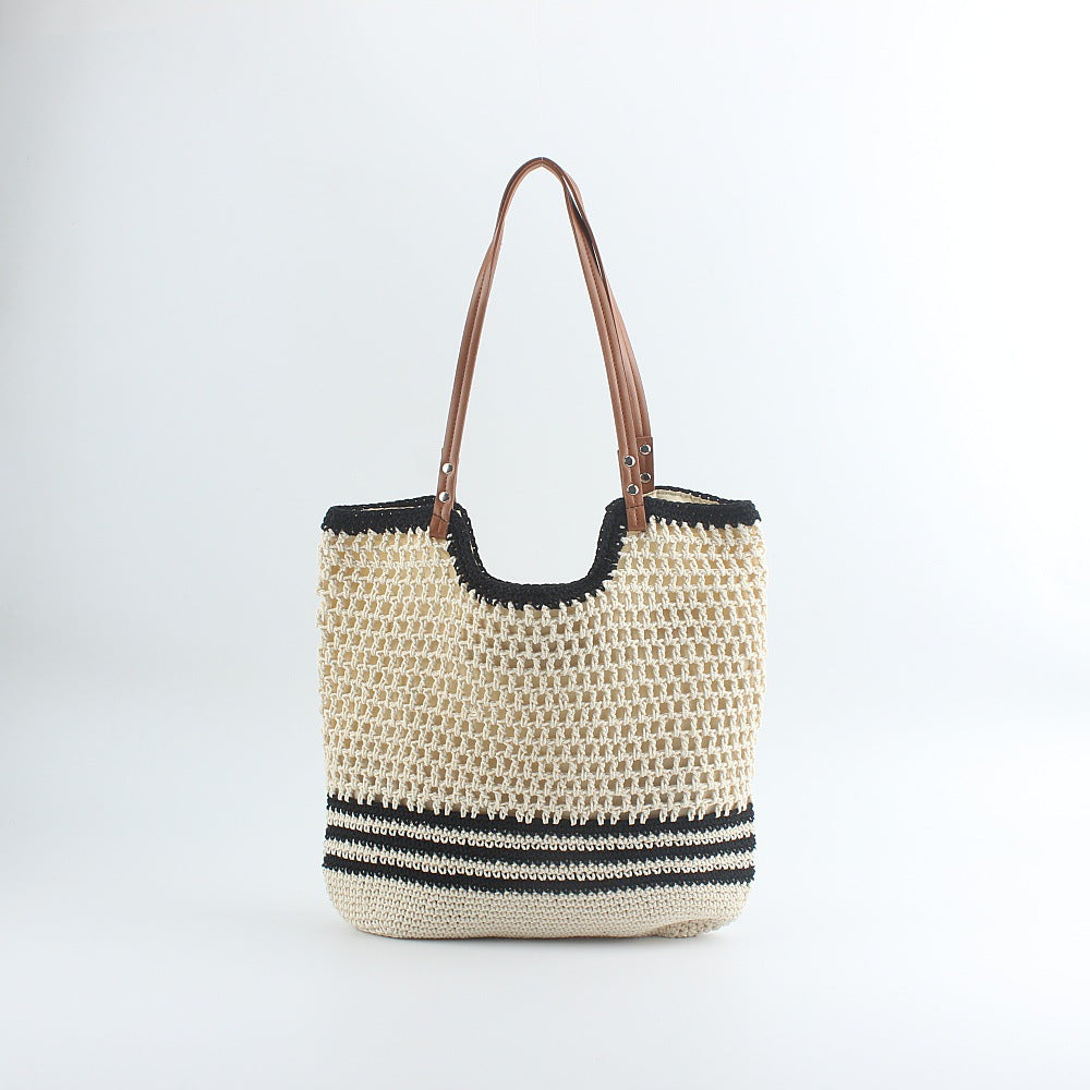 Handgemachte Designer-Strandtasche mit stabilen Ledergriffen Skanto