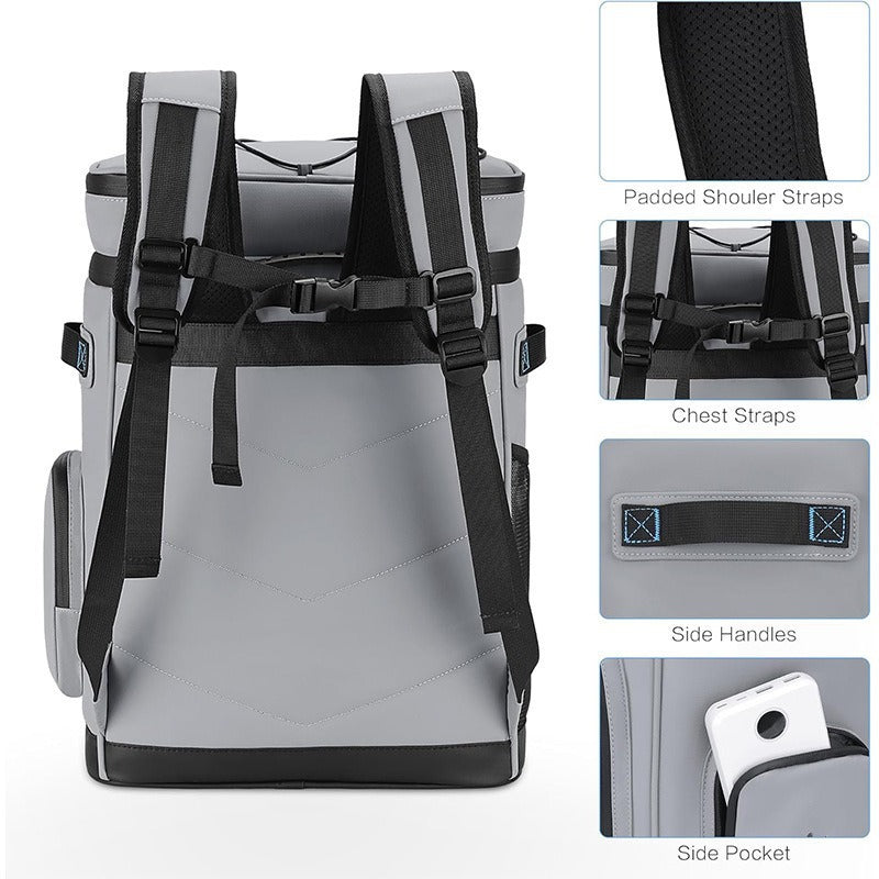 Unisex isolierter Rucksack-Kühler mit stabilem Boden, mehreren Außentaschen und ergonomisch gepolsterten Gurten Skanto