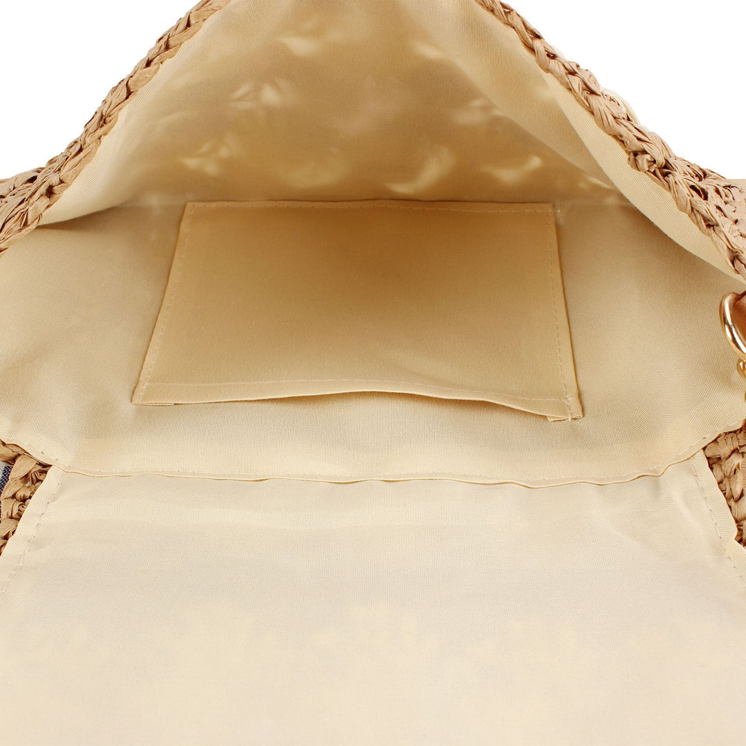 Schultertasche aus handgefertigtem geflochtenem Naturmaterial mit elegantem Verschluss Skanto