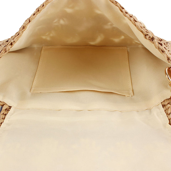 Schultertasche aus handgefertigtem geflochtenem Naturmaterial mit elegantem Verschluss Skanto