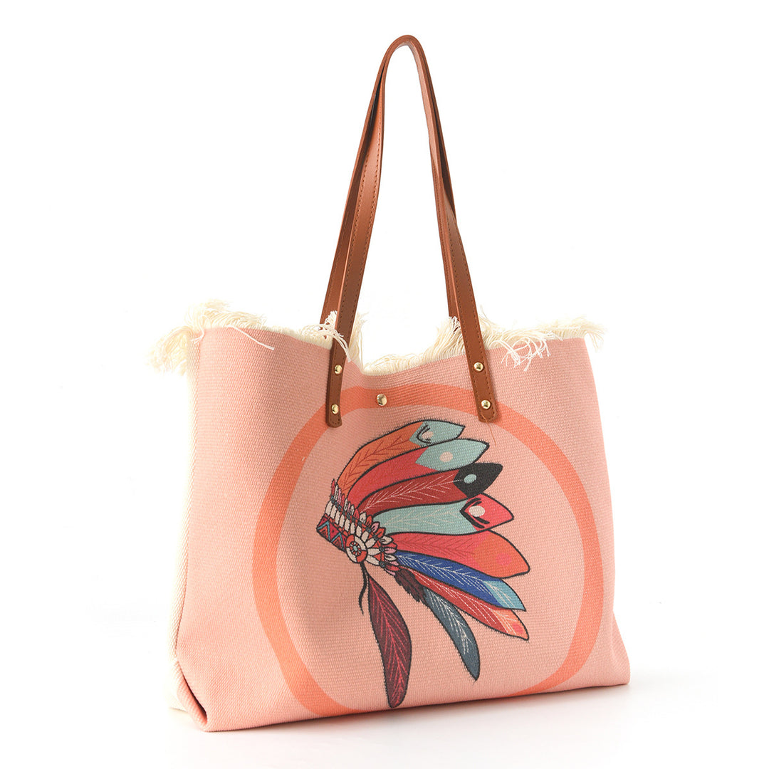 Strandtasche mit Blumendesign und Fransen Skanto