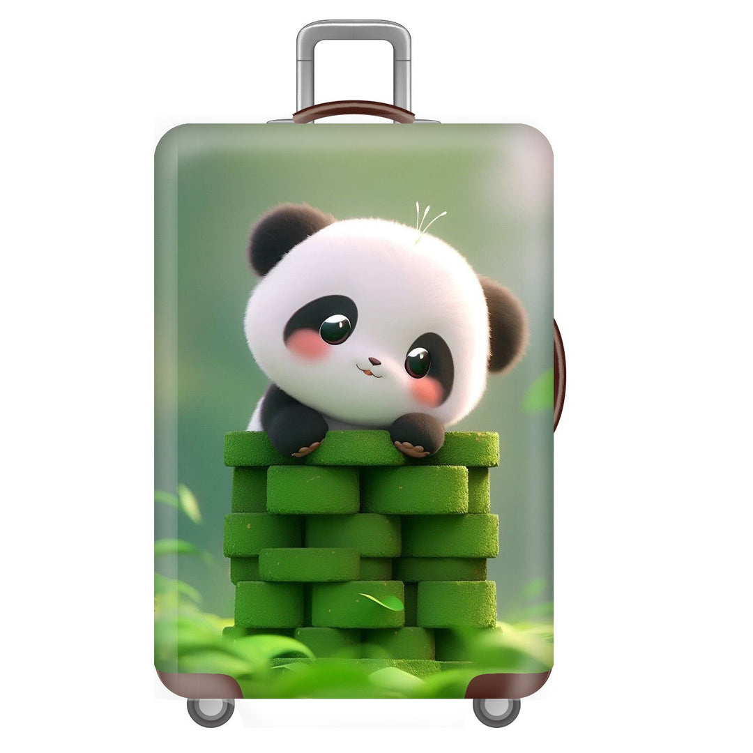 Unisexer nicht-elastischer Kofferbezug für Hartschalen-Trolley mit niedlichem Panda-Motiv, elastische Schutzhülle mit Griff- und Radausschnitten Skanto
