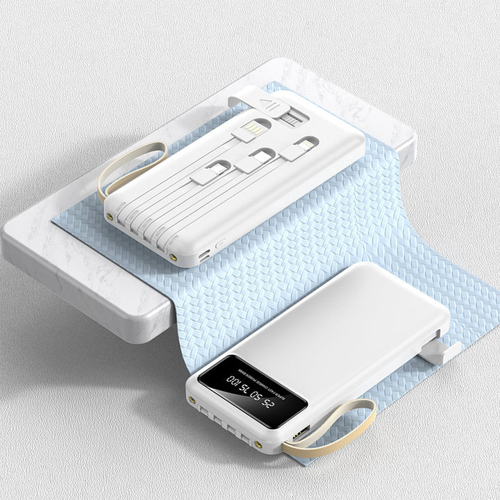 Tragbare Powerbank mit integriertem Multifunktions-Ladekabel und Digitalanzeige Skanto