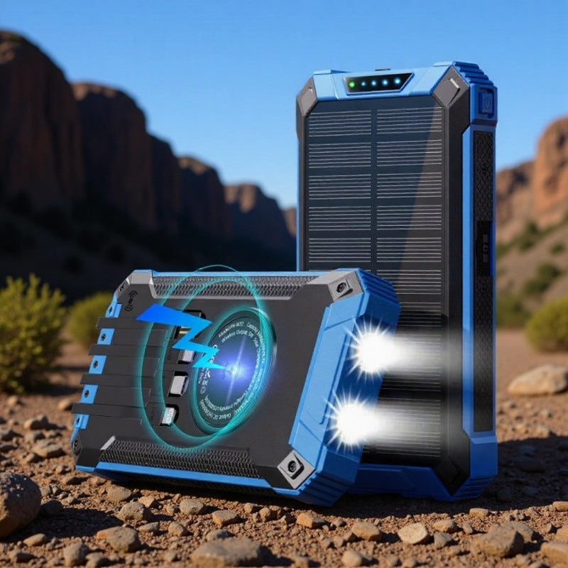 Solarbetriebene Powerbank mit LED-Licht Skanto