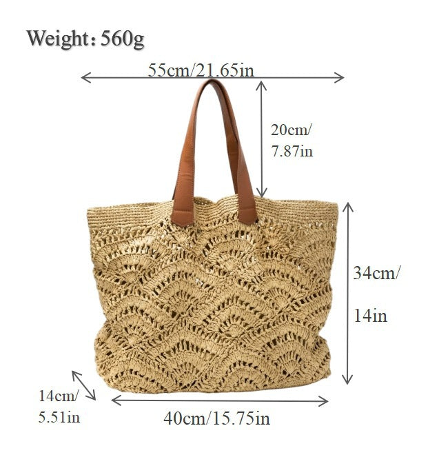 Handgefertigte Strandtasche mit elegantem Wellendesign Skanto
