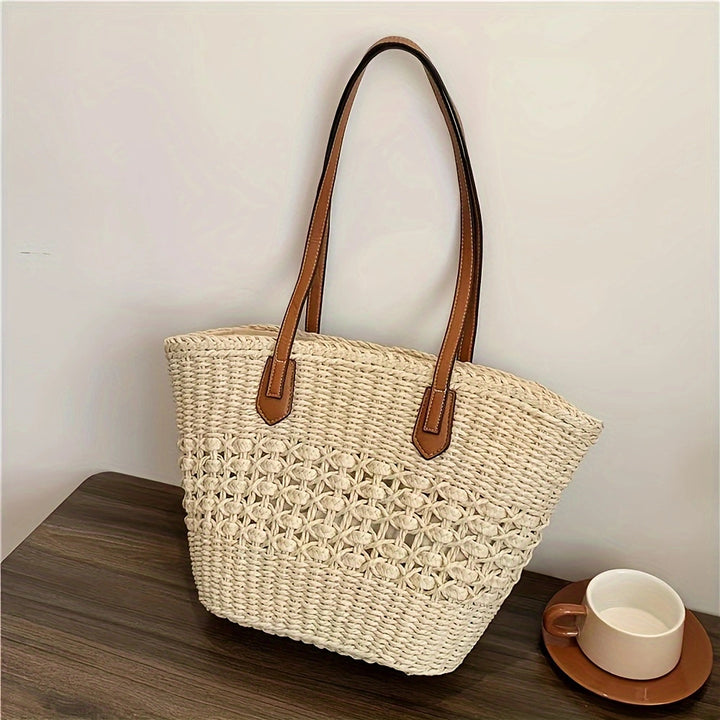 Handtasche mit geflochtenem Design und Ledergriff Skanto