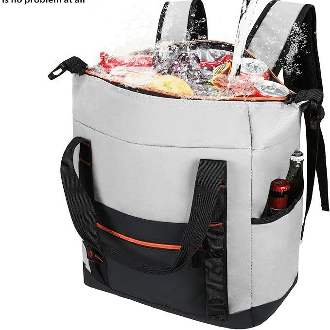 Unisex isolierter Kühlrucksack für Picknicks und Camping mit Seitenfächern für Flaschen, Außentasche für Smartphone und elastischem Gurt Skanto