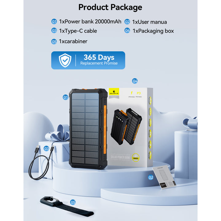 Multifunktionale Solar-Powerbank mit Schnellladefunktion Skanto