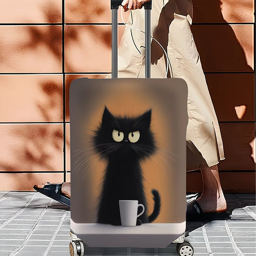 Unisexer nicht-elastischer Kofferbezug mit Cartoon-Katzenmotiv und Tassen-Design, strapazierfähiger Reisekofferschutz Skanto