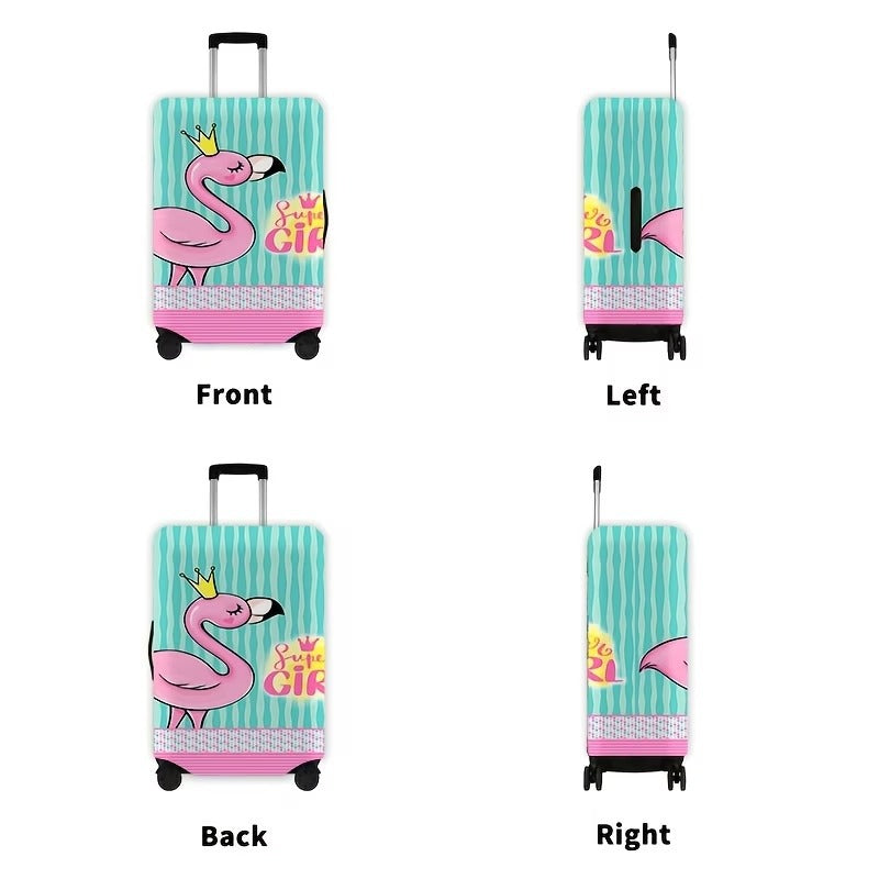 Damen-Nan-Elastik-Kofferhülle mit Flamingo-Print, Vollschutz mit Reißverschluss und rutschfester Innenbefestigung Skanto