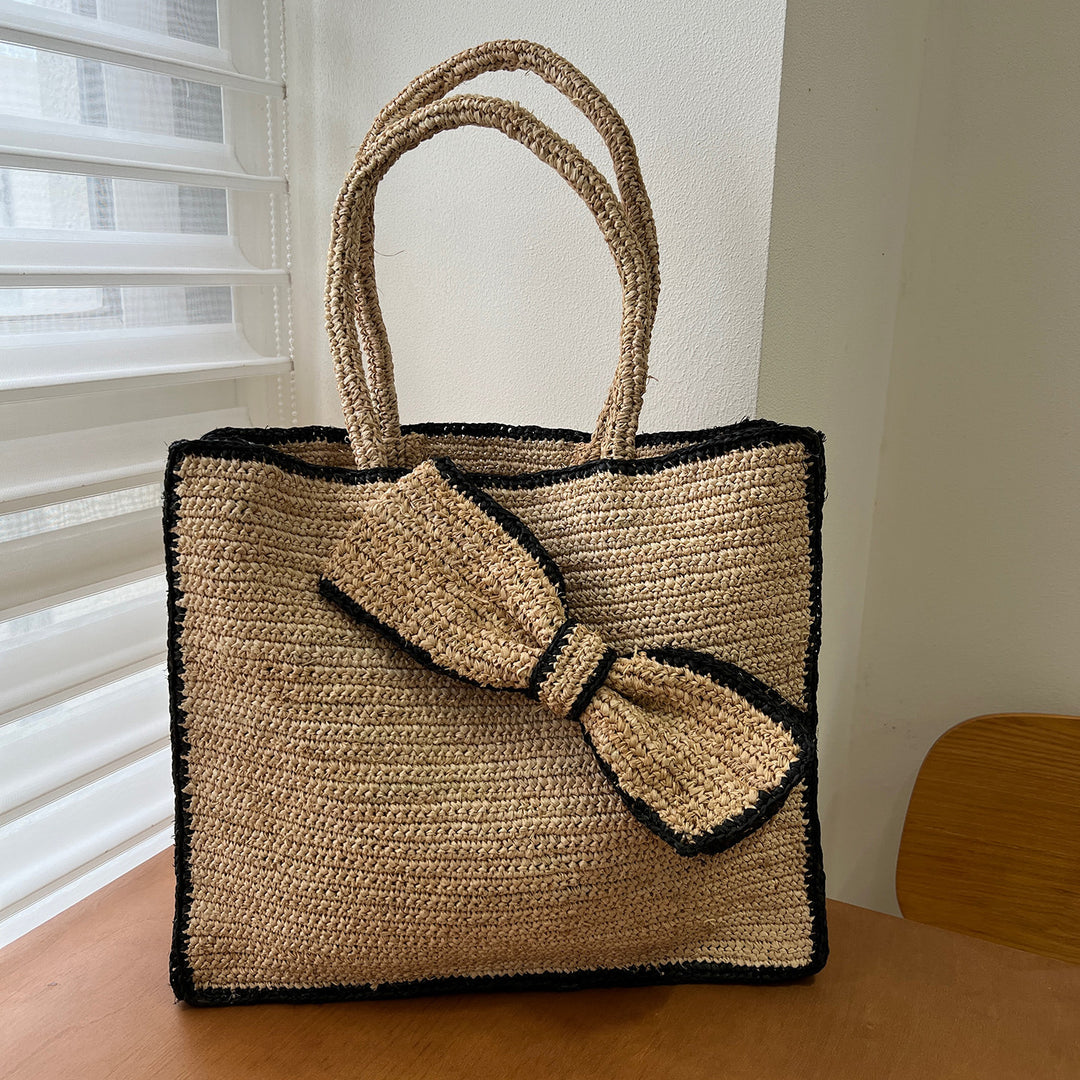 Handgemachte Stricktasche mit Blumenmuster Skanto