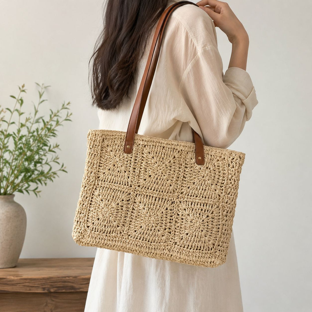 Geflochtene Jutetasche mit Ledergriff Skanto