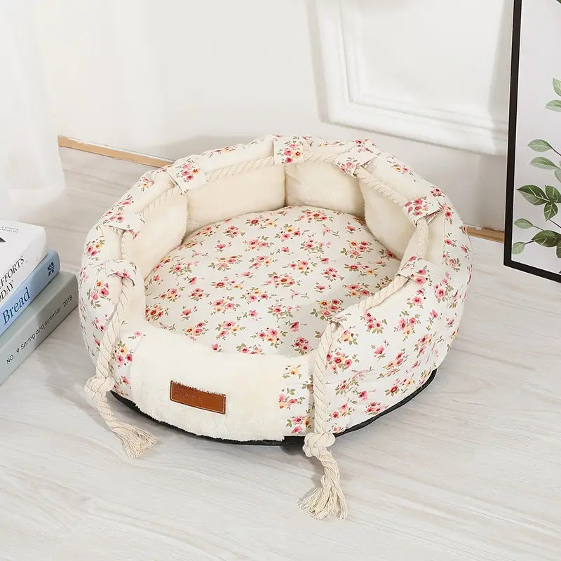Blumenprint Flauschiges Hundebett