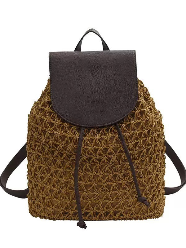 Makramee-Rucksack mit Lederklappe Skanto