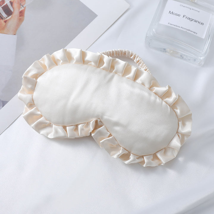 Satin-glänzende Augenmaske für Damen mit ergonomischer Kontur, Rüschenrand und weicher Polsterung Skanto