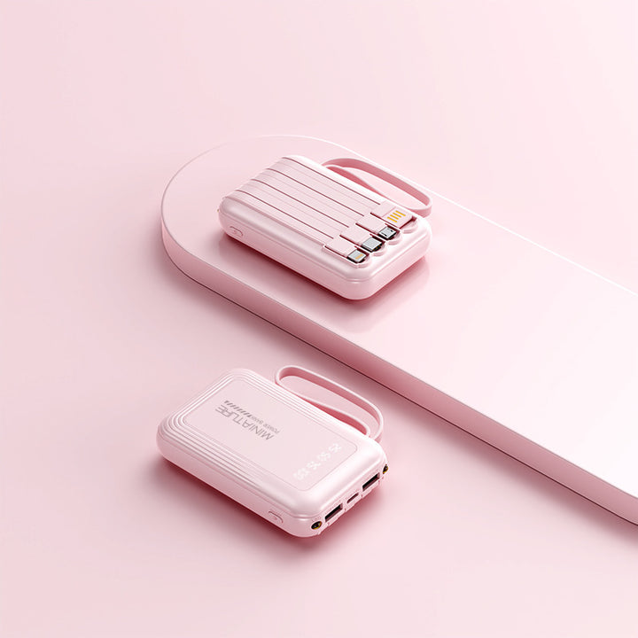 Praktische Powerbank mit kabellosem Schnellladen und integriertem Kabelsystem Skanto