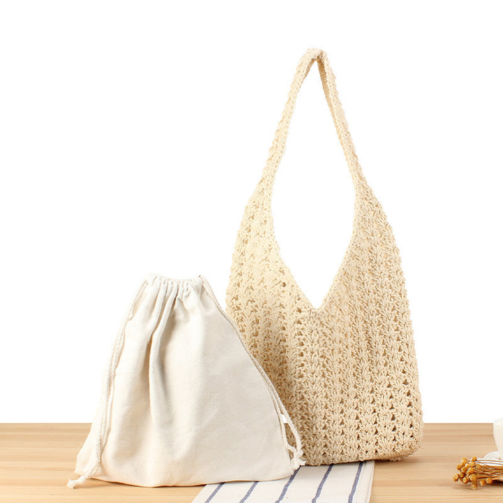 Moderne Mesh-Einkaufstasche mit elegantem Kordelzug Skanto