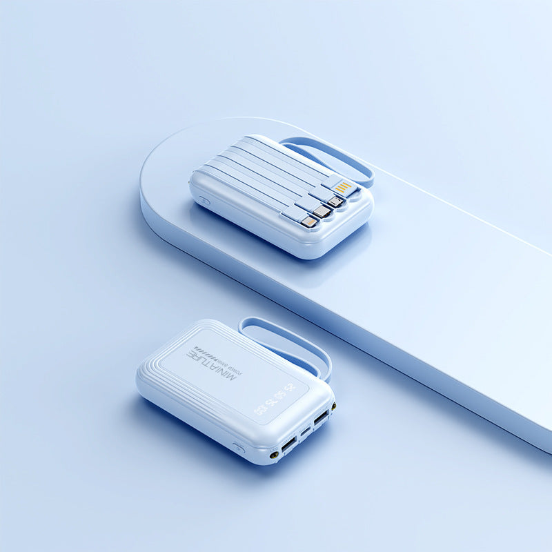 Praktische Powerbank mit kabellosem Schnellladen und integriertem Kabelsystem Skanto