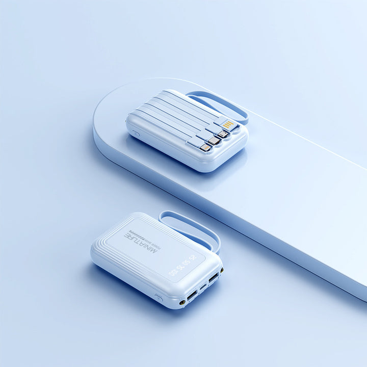 Praktische Powerbank mit kabellosem Schnellladen und integriertem Kabelsystem Skanto
