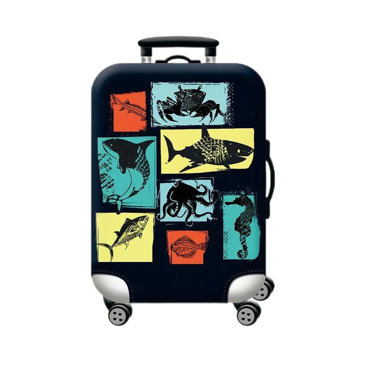Unisex Hartschalen-Kabinentrolley mit Vintage-Reiseillustration, 360°-Drehrädern und Teleskopgriff Skanto