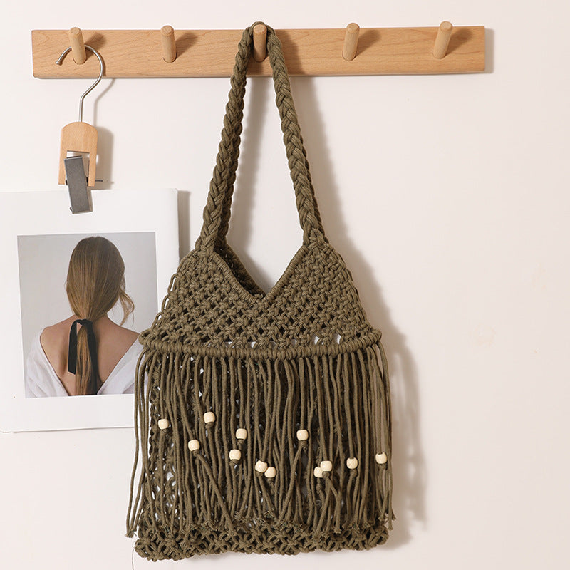 Gehäkelte Strandtasche mit Fransen-Details Skanto