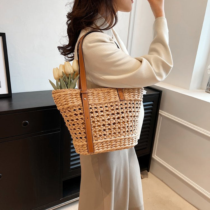 Korbtasche mit elegantem Ledergriff Skanto