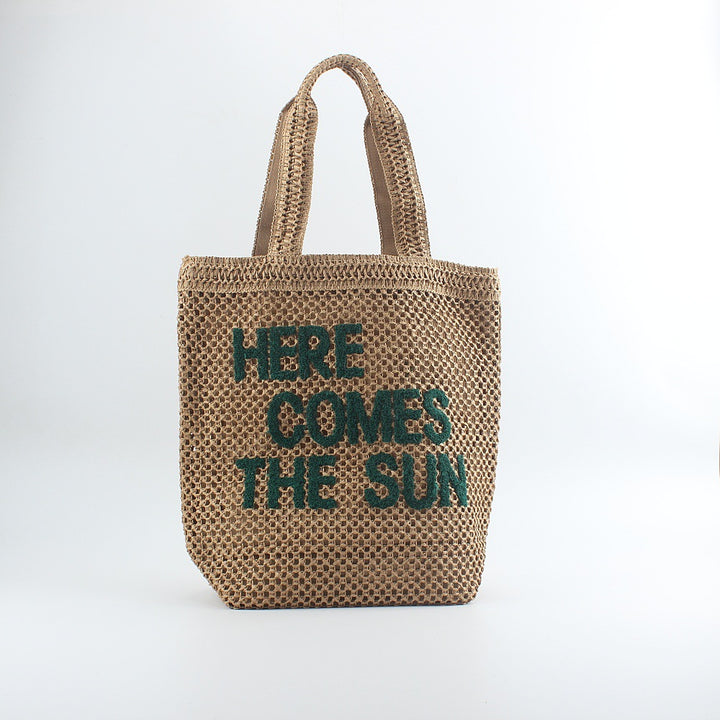 Handgemachte Makramee-Tasche mit Zitat-Detail Skanto
