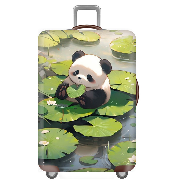 Unisexer nicht-elastischer Kofferbezug für Hartschalen-Trolley mit niedlichem Panda-Motiv, elastische Schutzhülle mit Griff- und Radausschnitten Skanto