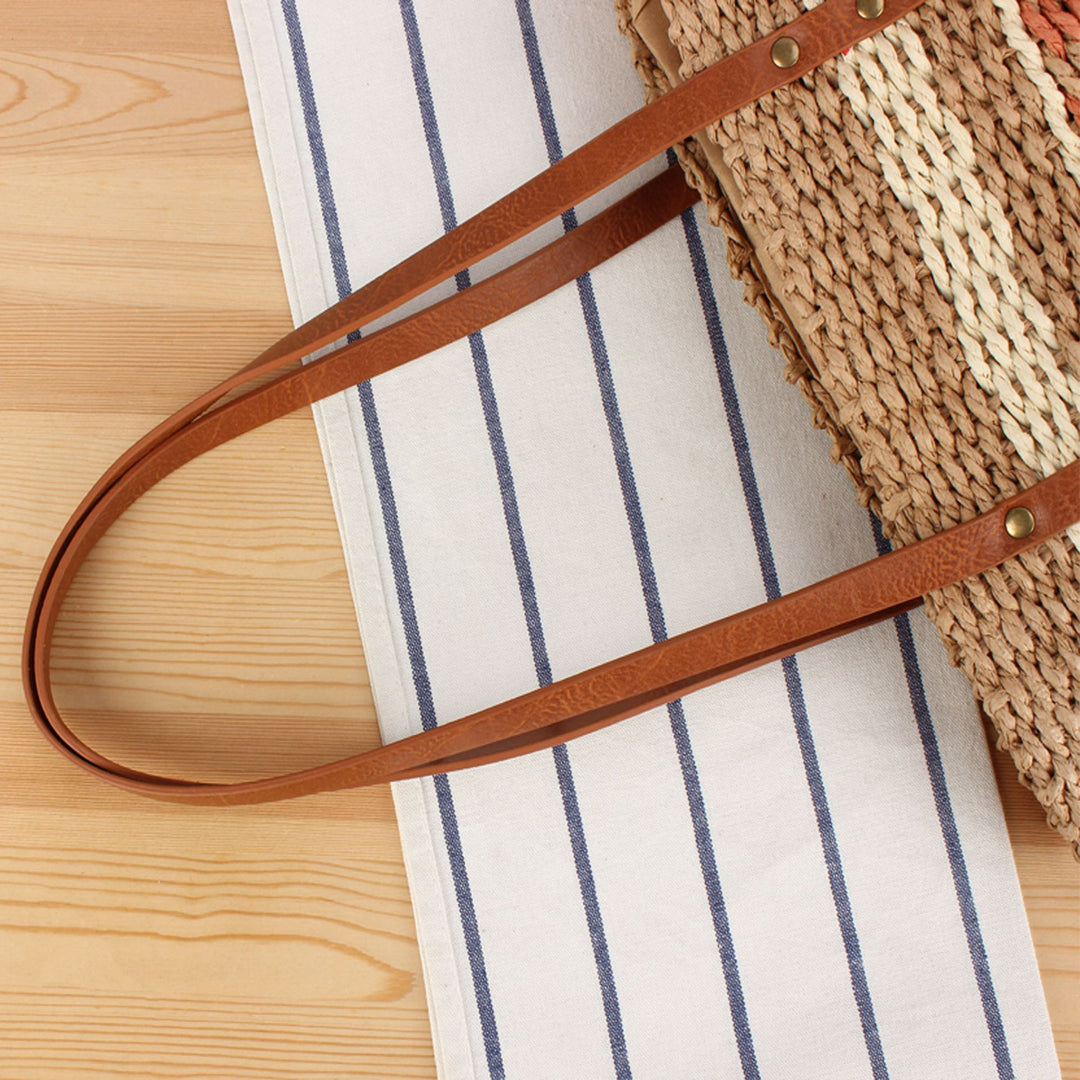 Tote Bag aus geflochtenem Naturmaterial mit eleganten Ledergriffen Skanto
