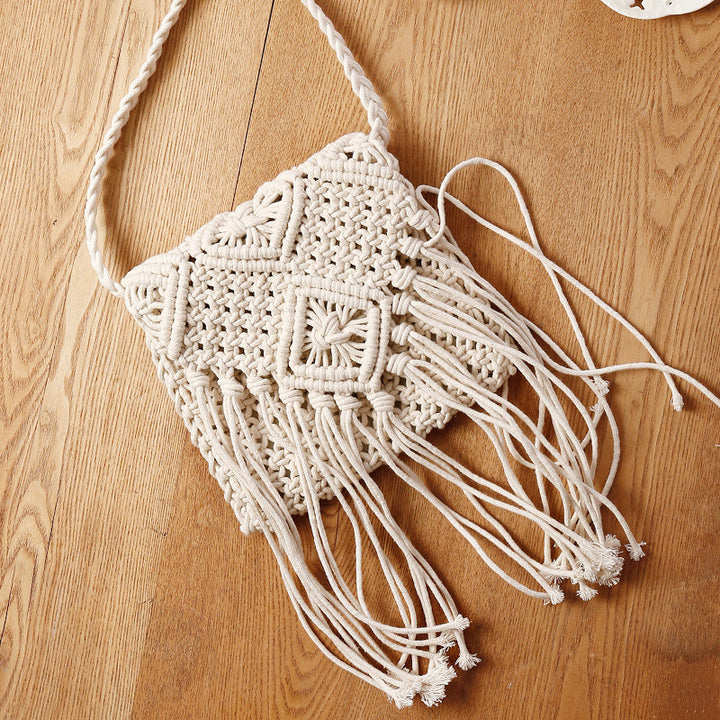 Makramee-Crossover-Tasche mit eleganten Fransen Skanto