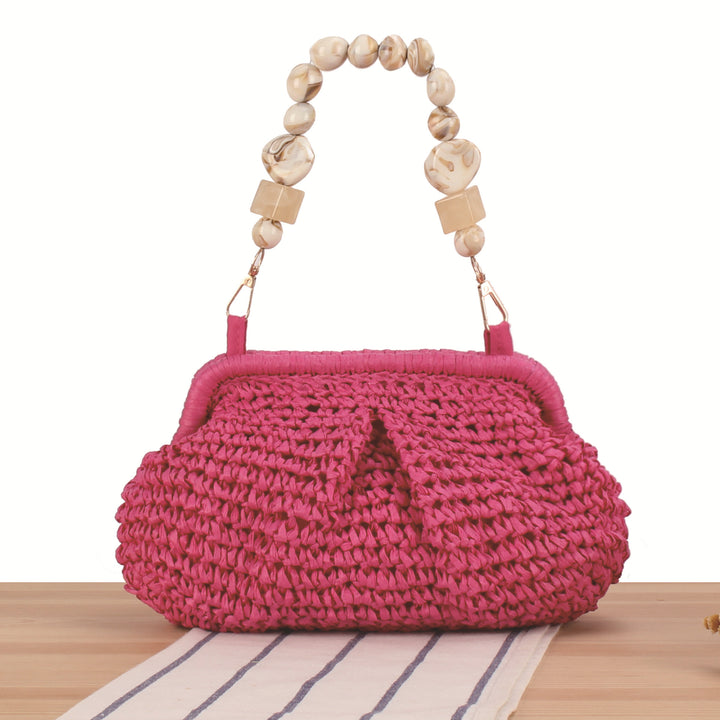 Korbtasche mit eleganten Holzdetails Skanto