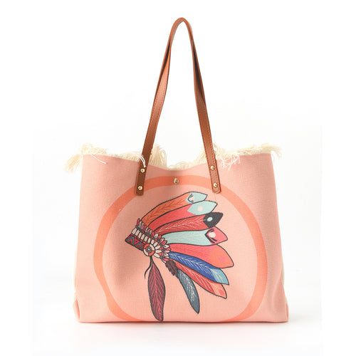 Strandtasche mit Blumendesign und Fransen Skanto