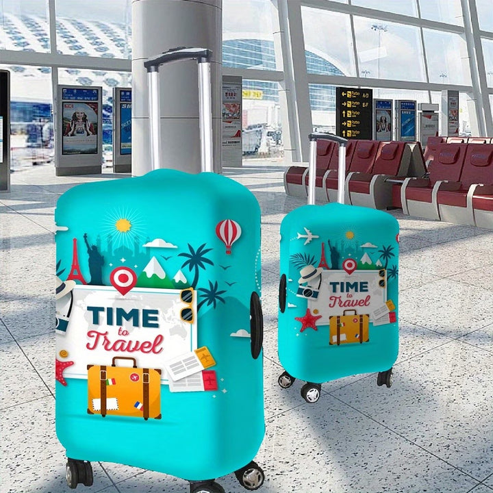 Unisex nicht-elastische Gepäckhülle im Retro-Reiseposter-Design mit Reißverschluss und Anti-Rutsch-Befestigungen für Spinner-Trolleys Skanto