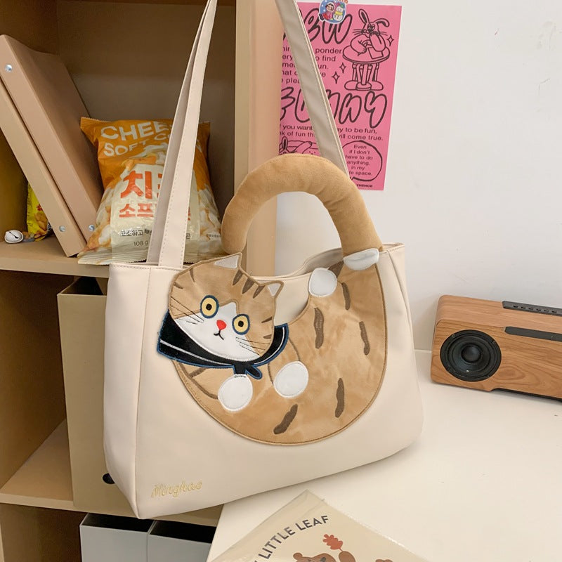 Schultertaschen-Rucksack mit Katzenmotiv