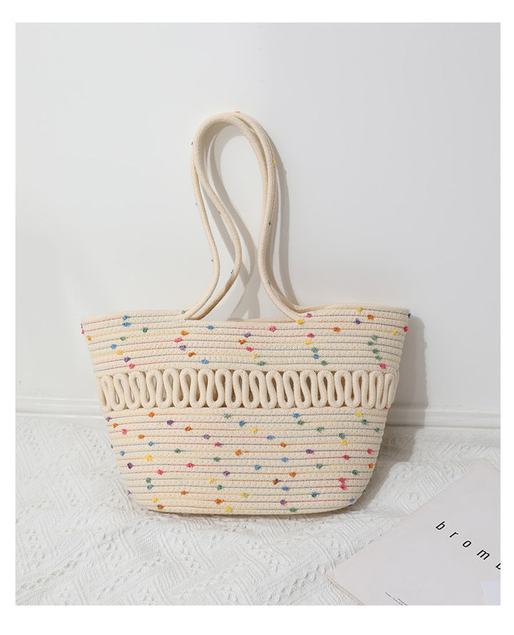 Elegante handgemachte Strandtasche mit feinem Flechtmuster Skanto
