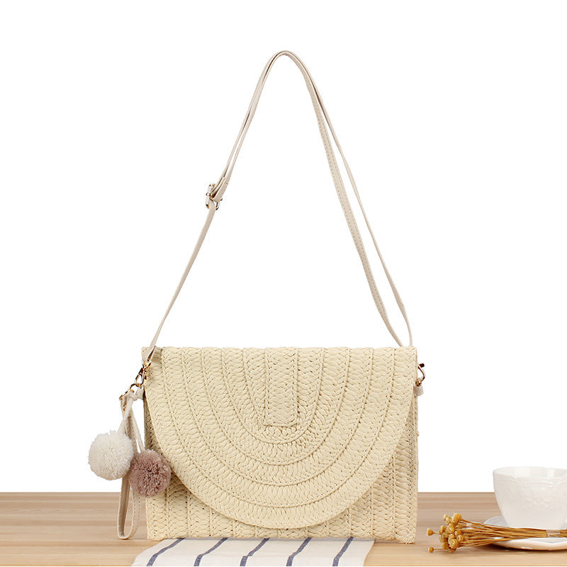 Schultertasche aus gewebtem Naturmaterial mit originellem Wellenmuster Skanto