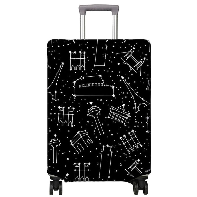 Unisex nicht-elastische Kofferhülle mit Urban-Doodle-Muster, Reißverschluss und Rundumschutz für 4-Rad-Trolleys Skanto