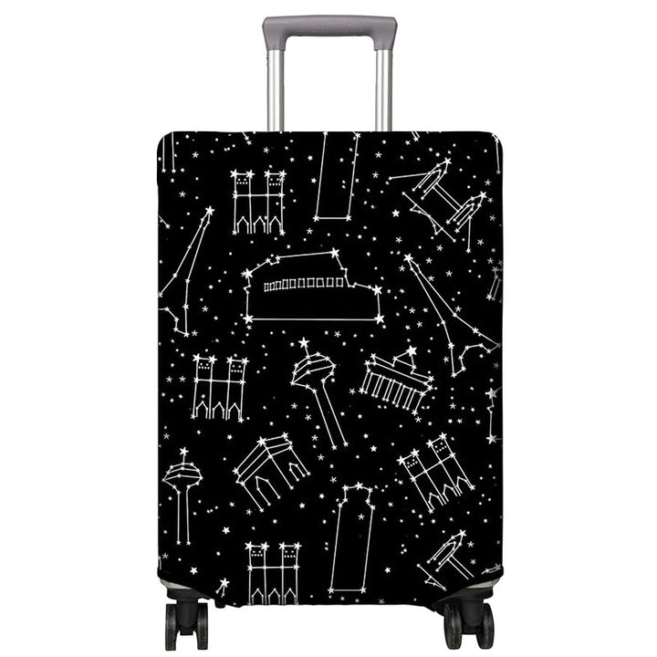 Unisex nicht-elastische Kofferhülle mit Urban-Doodle-Muster, Reißverschluss und Rundumschutz für 4-Rad-Trolleys Skanto