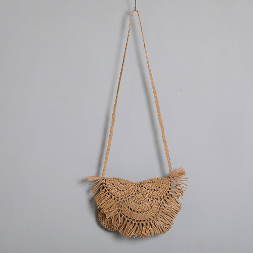 Boho-Schultertasche aus handgefertigtem Naturmaterial Skanto