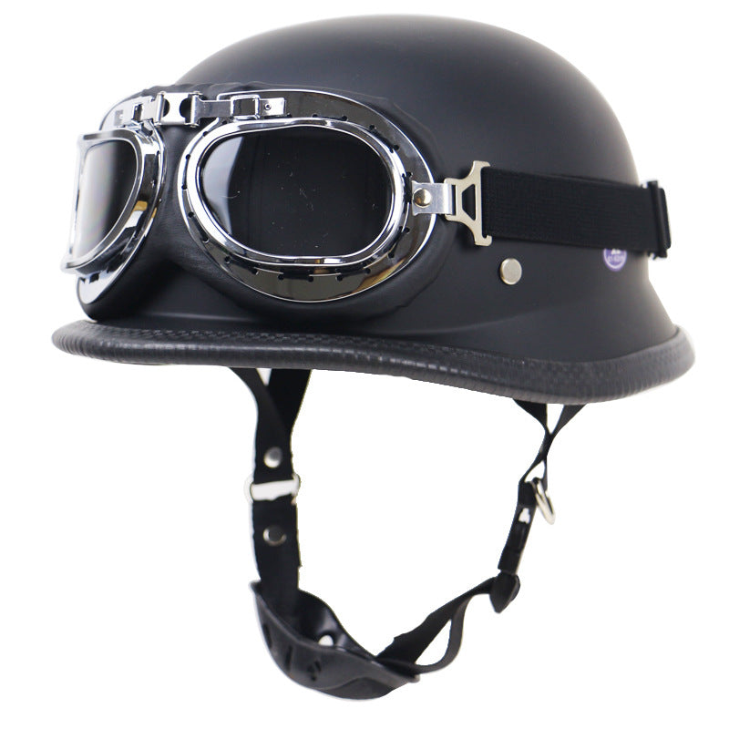 Retro Halbschalen-Motorradhelm mit Brille Skanto