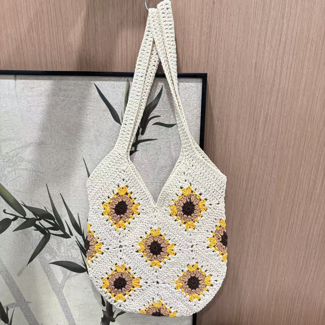 Handgeknüpfte Umhängetasche mit Sonnenblumenmotiv Skanto