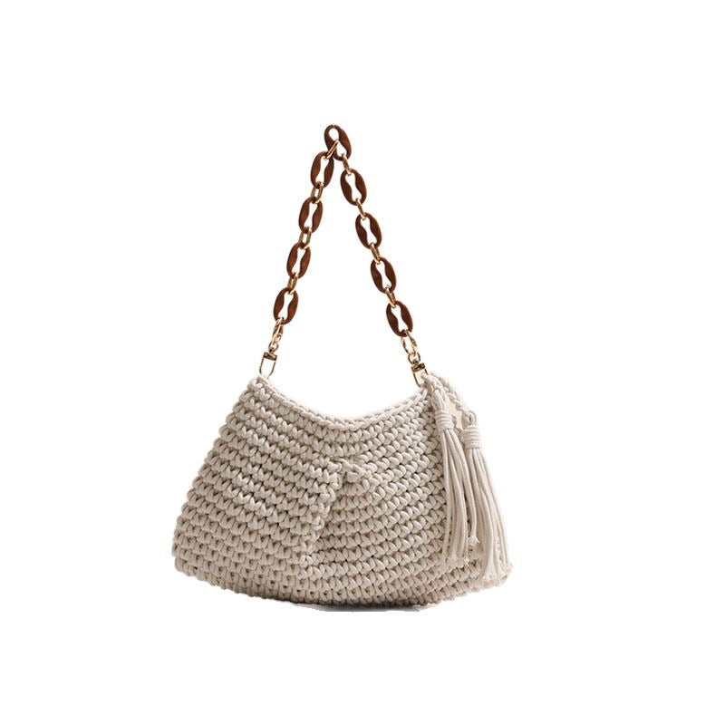 Handgemachte Makramee-Tasche mit stilvollen Fransen Skanto