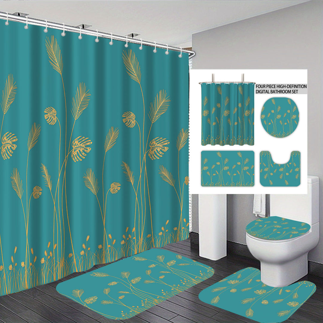 Digitales Badezimmer-Deko-Set mit Botanik-Motiv Skanto